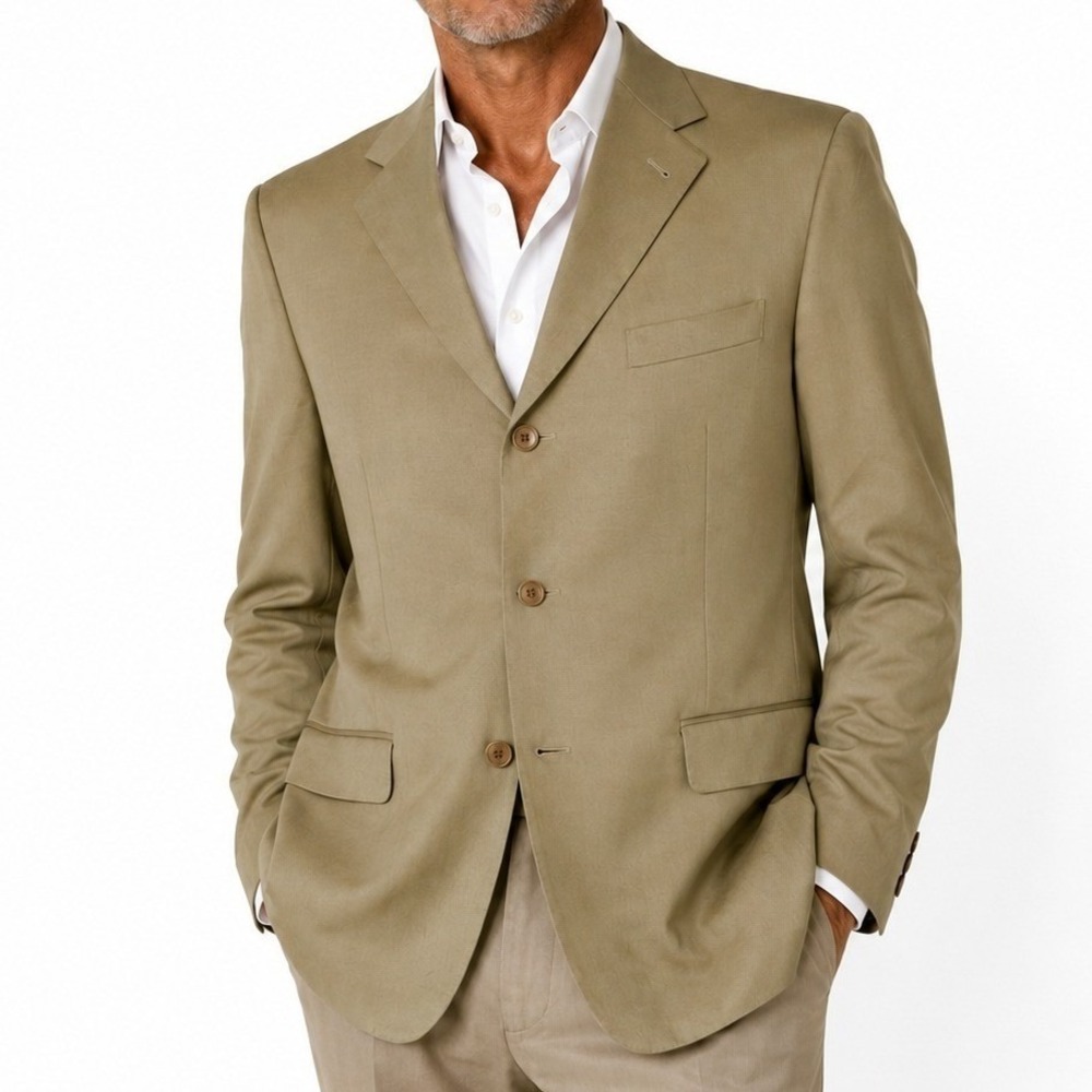 Canali Proposta Mens Tan Wool Blazer Sport Coat Italy Size IT 52 US 42 Vintage